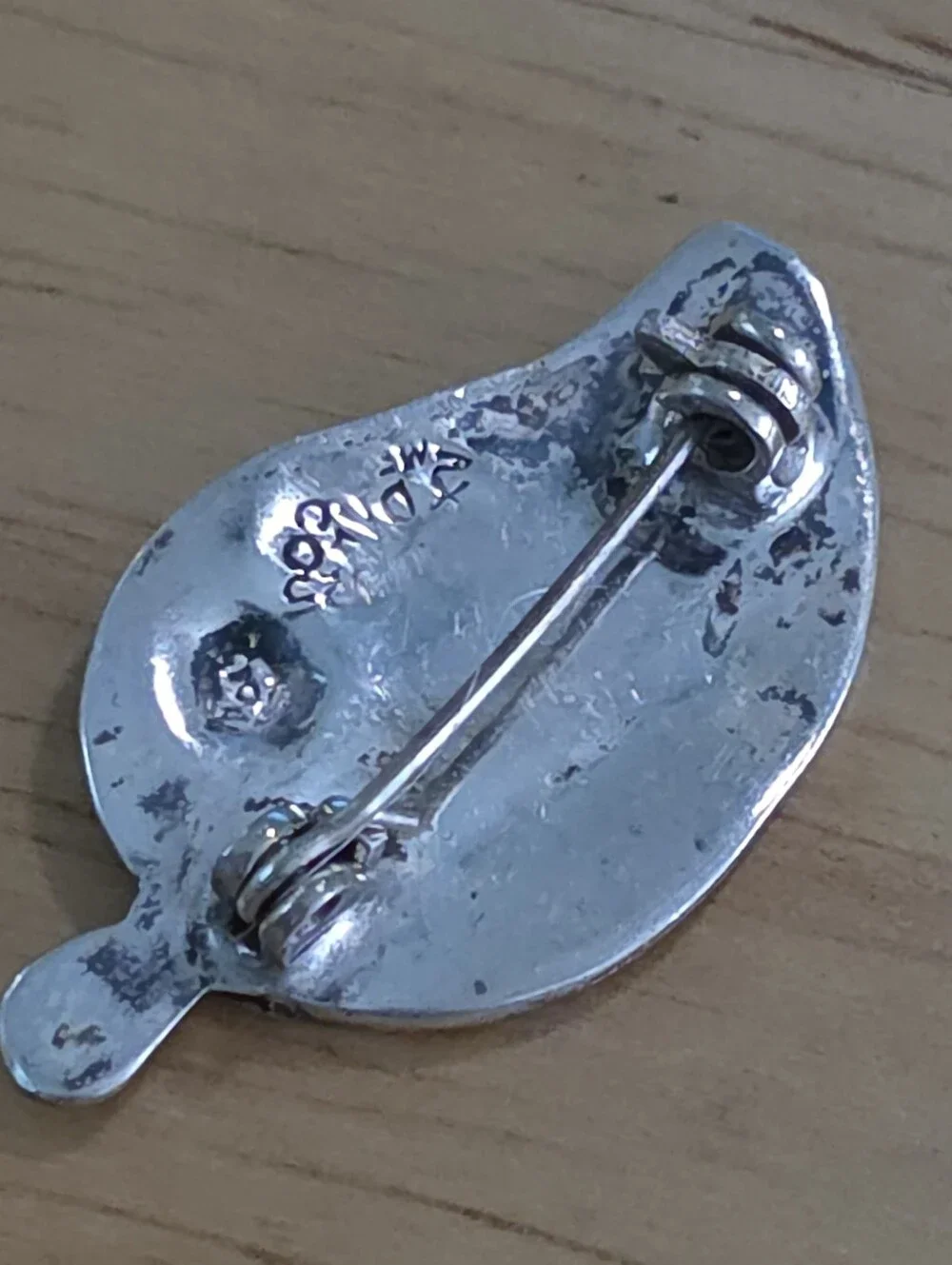 Native american taxco Ambalone sterling silver 925 pin Brooch